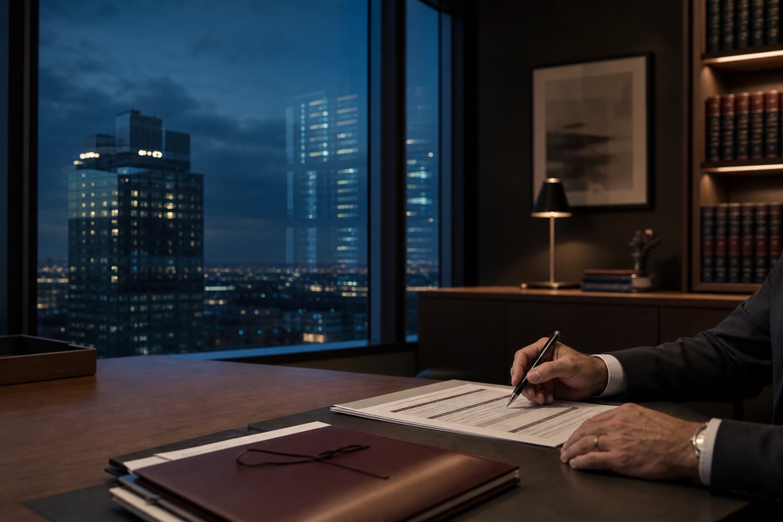 Un avocat examine une évaluation des facteurs relatifs à la vie privée dans un bureau montréalais.